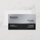 Professional Elegant Modern Silver and Black Metal Business Card (Front/Back)