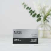 Professional Elegant Modern Silver and Black Metal Business Card (Standing Front)