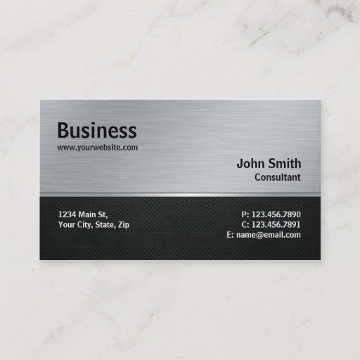 Customizable Professional Elegant Modern Silver and Black Metal Business Card