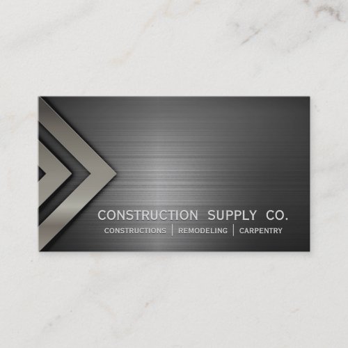 Professional Elegant Modern Silver and Black Metal Business Card