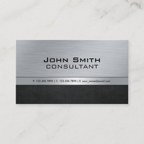 Professional Elegant Modern Silver Black Metal Business Card