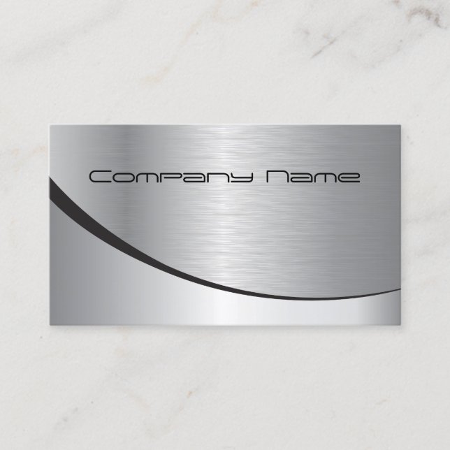 Professional Elegant Modern Silver Black Metal Business Card (Front)