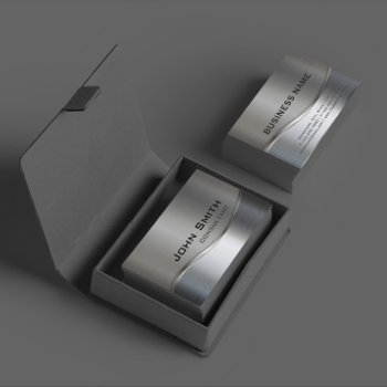 Professional Elegant Modern Silver & Gold Metal Business Card by ReadyCardCard at Zazzle
