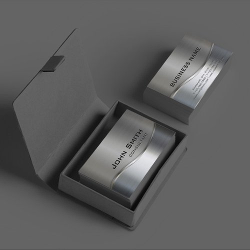 Professional Elegant Modern Silver  Gold Metal Business Card