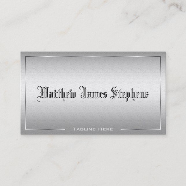 Professional Elegant Modern Silver Metallic EU Business Card (Front)