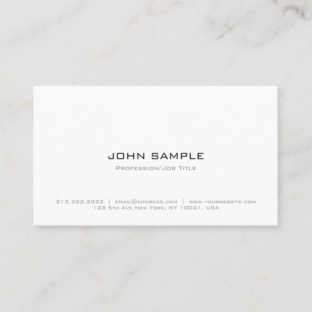 Professional Elegant Modern Simple White Business Card | Zazzle