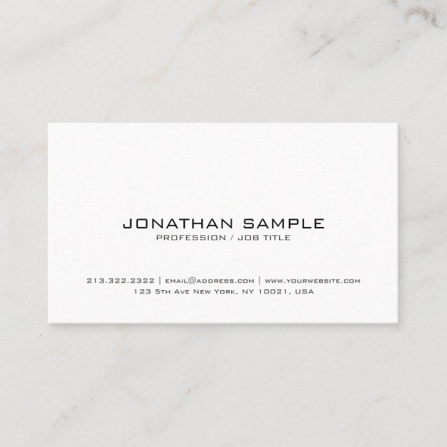 Professional Elegant Modern Sleek Design Plain Business Card (Front)