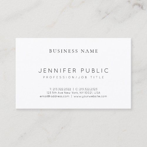 Professional Elegant Modern Sleek Plain Luxury Business Card