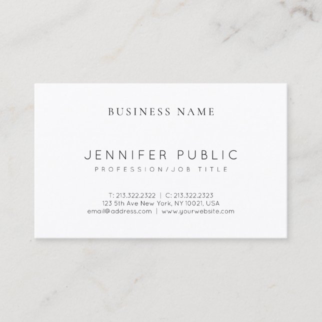 Professional Elegant Modern Sleek Plain Luxury Business Card (Front)