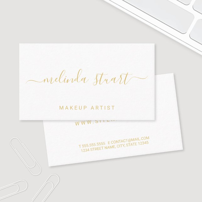 Professional Elegant Modern White and Gold Business Card (Creator Uploaded)