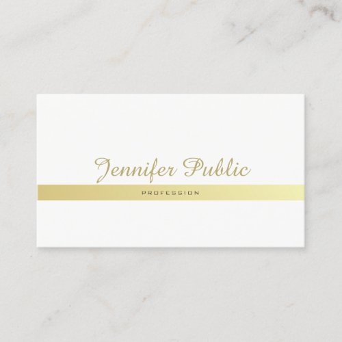 Professional Elegant Modern White Gold Plain Business Card