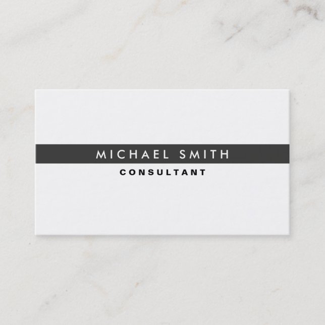 Professional Elegant Modern White Plain Simple Business Card (Front)