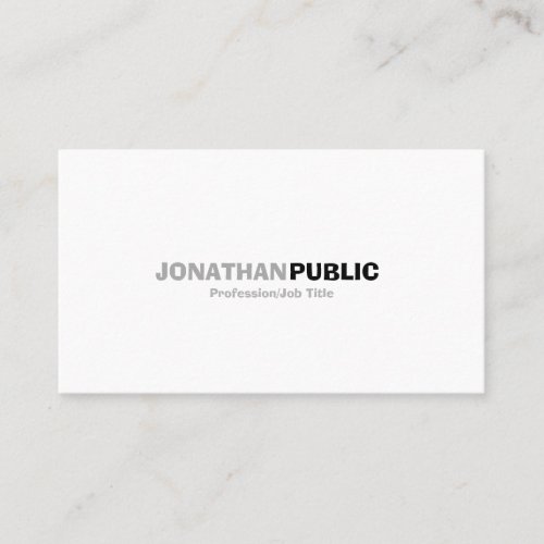 Professional Elegant Modern White Simple Plain Business Card