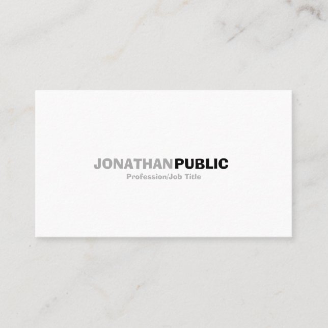 Professional Elegant Modern White Simple Plain Business Card (Front)
