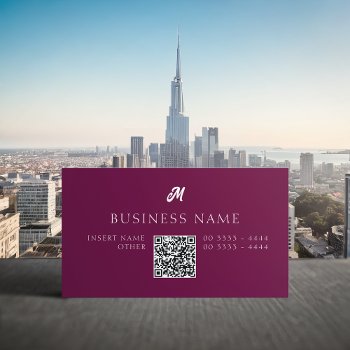 Professional Elegant Monogram Aubergine Business Card by RicardoArtes at Zazzle