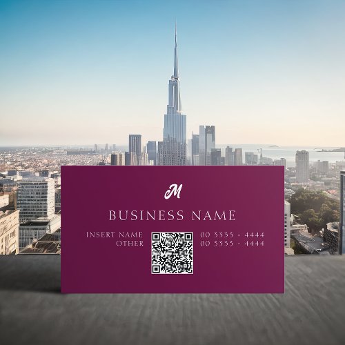 Professional Elegant Monogram Aubergine Business Card