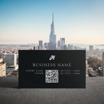 Professional Elegant Monogram Black Business Card by RicardoArtes at Zazzle