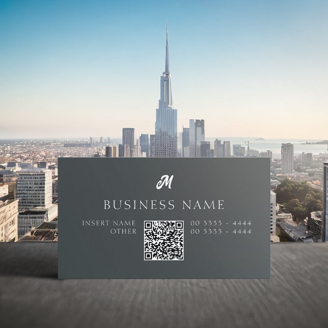 Professional Elegant Monogram Dark Grey Business Card (Creator Uploaded)