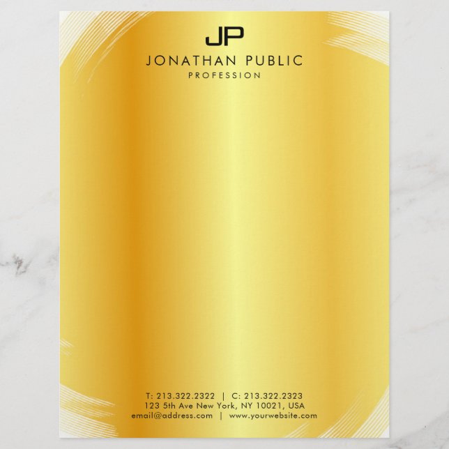 Professional Elegant Monogram Gold Template Modern Letterhead (Front)