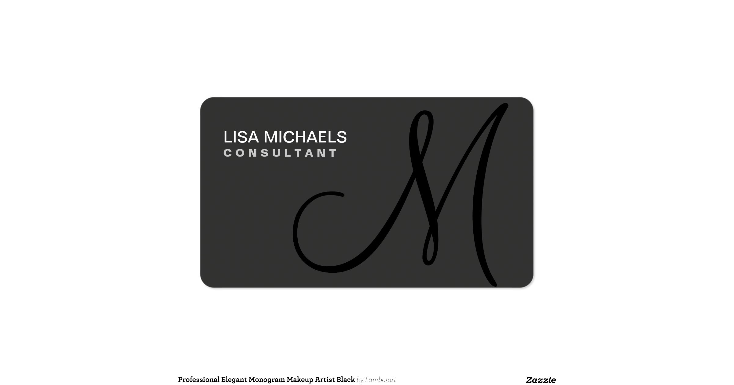 Professional Elegant Monogram Makeup Artist Black Double-Sided Standard ...