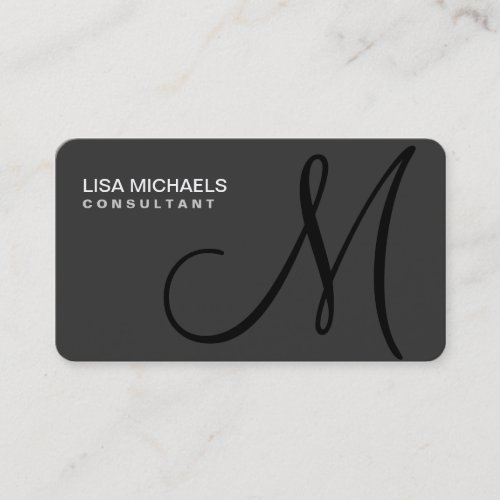 Professional Elegant Monogram Makeup Artist Black Business Card