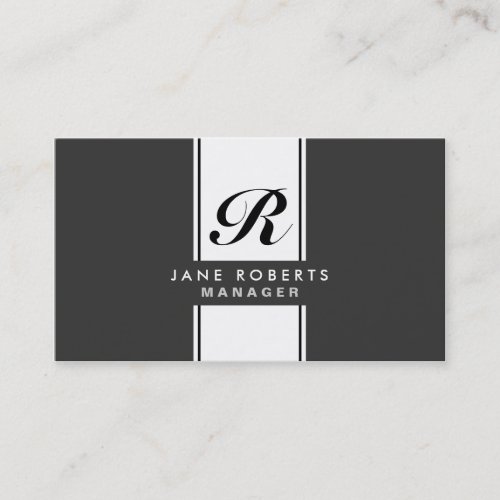 Professional Elegant Monogram Makeup Artist Black Business Card