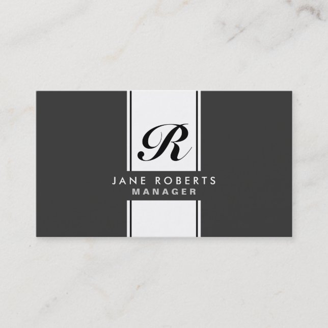 Professional Elegant Monogram Makeup Artist Black Business Card (Front)