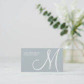 Professional Elegant Monogram Makeup Artist Green Business Card (Standing Front)