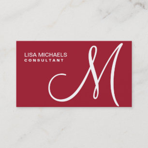 Professional Elegant Monogram Makeup Artist Red Business Card