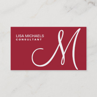Professional Elegant Monogram Makeup Artist Red Business Card