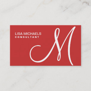 Professional Elegant Monogram Makeup Artist Red Business Card