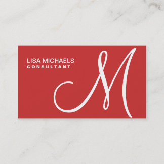 Professional Elegant Monogram Makeup Artist Red Business Card