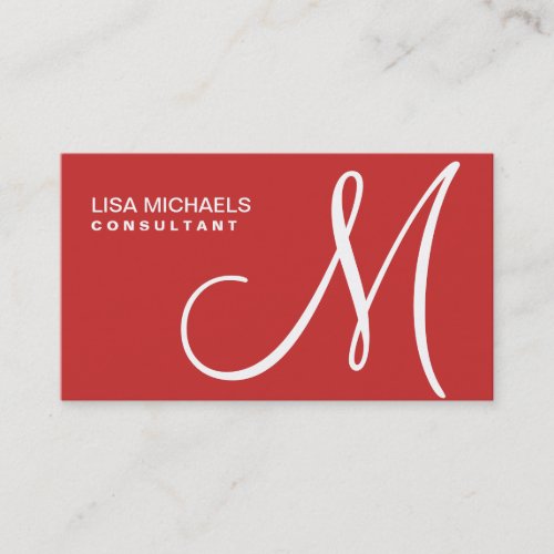 Professional Elegant Monogram Makeup Artist Red Business Card Template