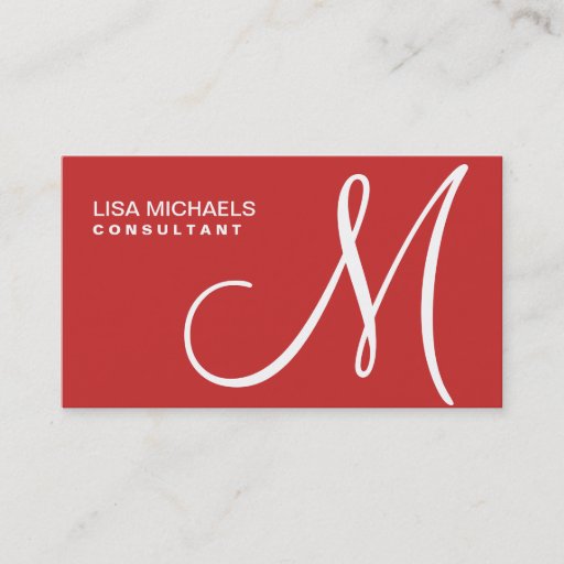Customizable Professional Elegant Monogram Makeup Artist Red Business Card Template