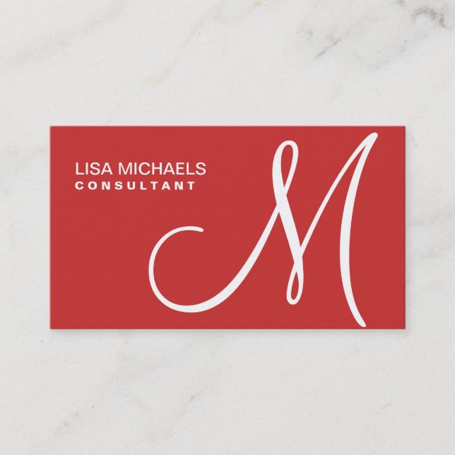 Professional Elegant Monogram Makeup Artist Red Business Card (Front)
