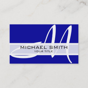 Professional Elegant Monogram Modern Blue Business Card