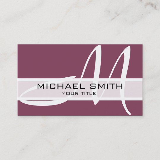 Professional Elegant Monogram Modern Deep Ruby Business Card | Zazzle.com