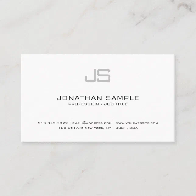 Professional Elegant Monogram Modern Sleek Plain Business Card | Zazzle