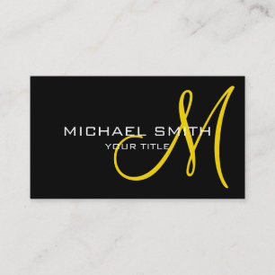 Professional Elegant Monogram Plain Black Business Card