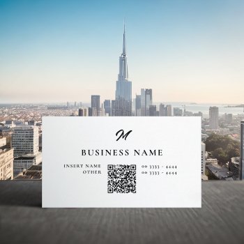 Professional Elegant Monogram Qrcode Business Card by RicardoArtes at Zazzle