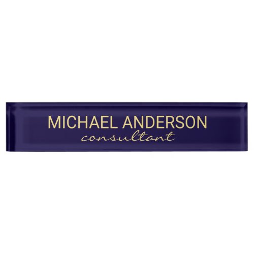 Professional Elegant Navy Blue and Gold Name Plate