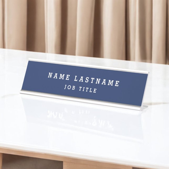 Professional Elegant Navy Blue Desk Desk Name Plate (Creator Uploaded)