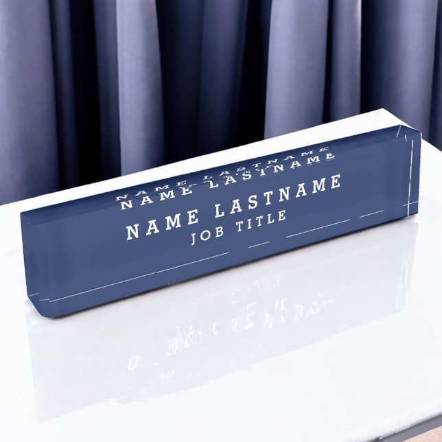 Professional Elegant Navy Blue Desk Desk Name Plate (Creator Uploaded)