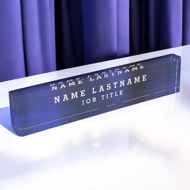 Professional Elegant Navy Blue Desk Desk Name Plate (Creator Uploaded)