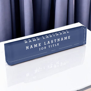 Professional Elegant Navy Blue Desk Name Plate