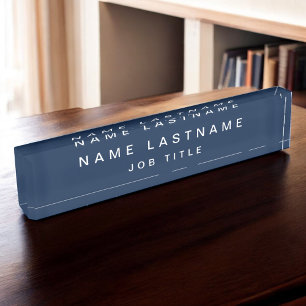 Professional Elegant Navy Blue Desk Name Plate