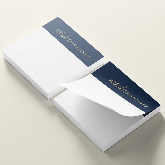 Professional Elegant Navy Blue Gold Personalized Post-it Notes (Creator Uploaded)
