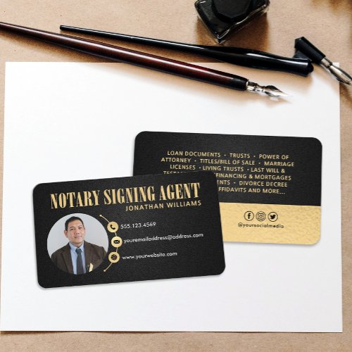 Professional Elegant Notary Signing Agent Photo  Business Card