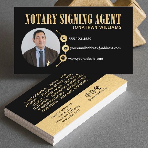 Professional Elegant Notary Signing Agent Photo Business Card