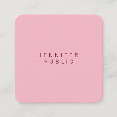 Professional Elegant Pale Pink Minimalist Luxury Square Business Card